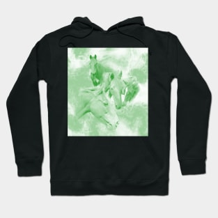 Horses and surreal mist in shades of green Hoodie